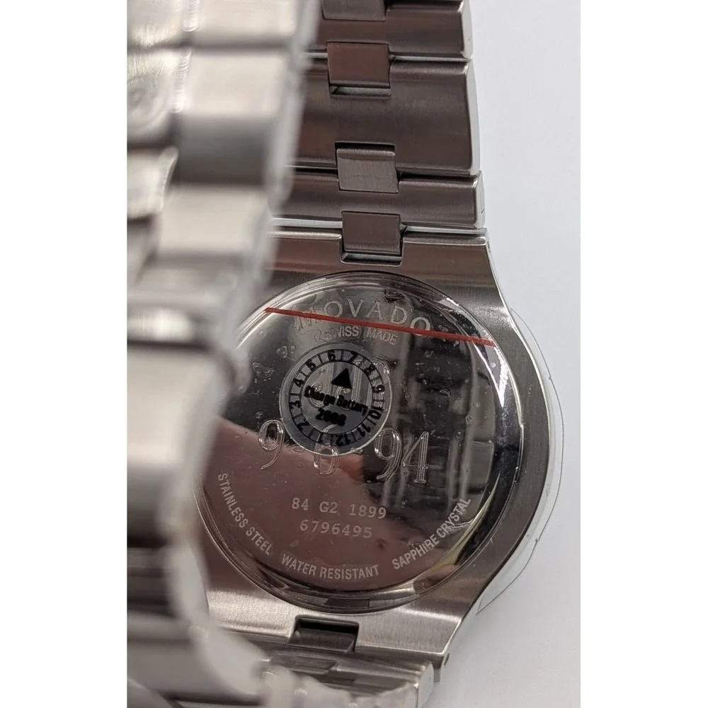 Vtg Men's Movado Museum Watch Black Dial Stainless Steel Swiss Quartz NIB